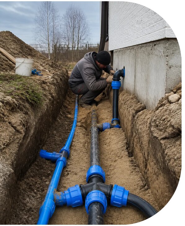 Монтаж наружного водопровода на участке под ключ в Снежинске
